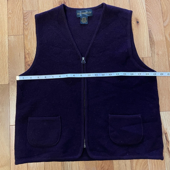 Vintage Requirements 100% Wool Zip Up Sweater Vest Medium Burgundy - Picture 7 of 7